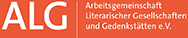 Logo der Arbeitsgemeinschaft Literatischer Gesellschaften und Gedenkstätten e.V. mit Schriftzug und Abkürzung ALG in weiß auf rotem Hintergrund.