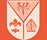 Logo des Landkreises Ostprignitz Ruppin. Dreigeteiltes Wappen, oben der Greif, links die Lilie und rechts die Bischofsmütze.